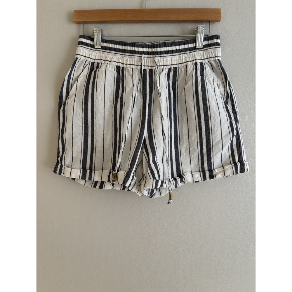 MAEVE BLACK AND‎ WHITE STRIPED WOMEN'S CARGO SHORTS SIZE XS Boho Cottage Core